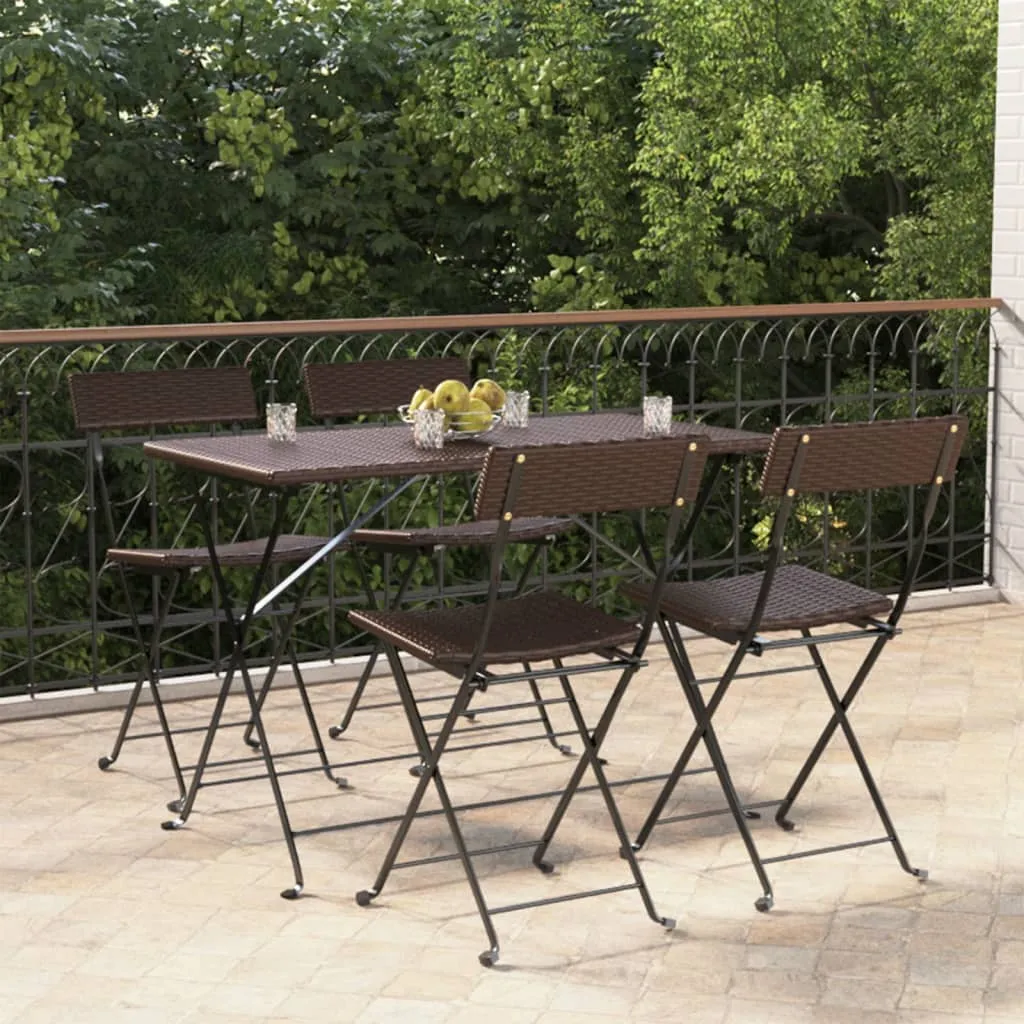 Chair Outdoor Bistro Accent Folding Side Chair Poly Rattan and Steel