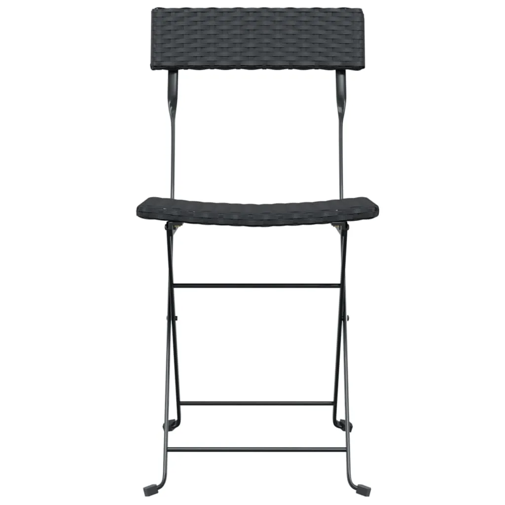 Chair Outdoor Bistro Accent Folding Side Chair Poly Rattan and Steel