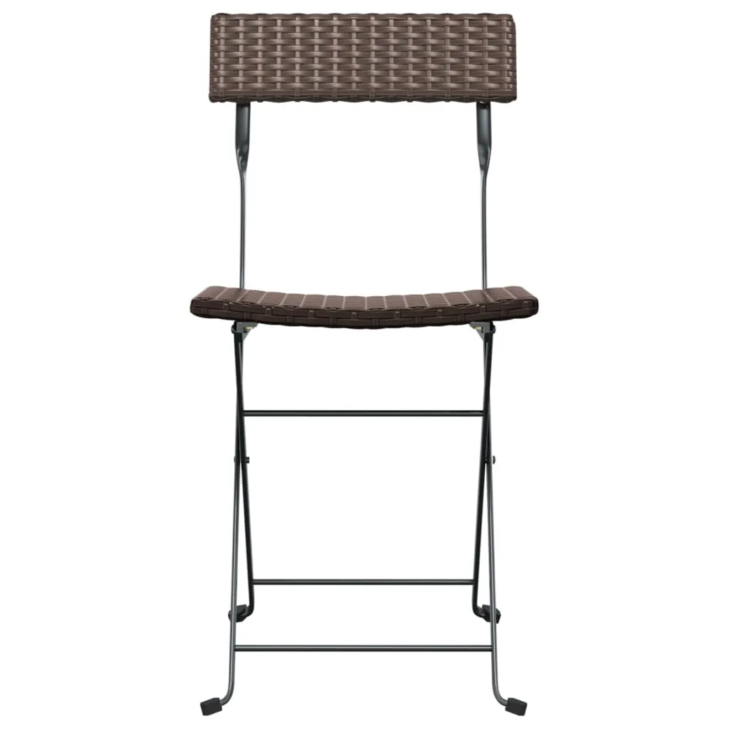 Chair Outdoor Bistro Accent Folding Side Chair Poly Rattan and Steel