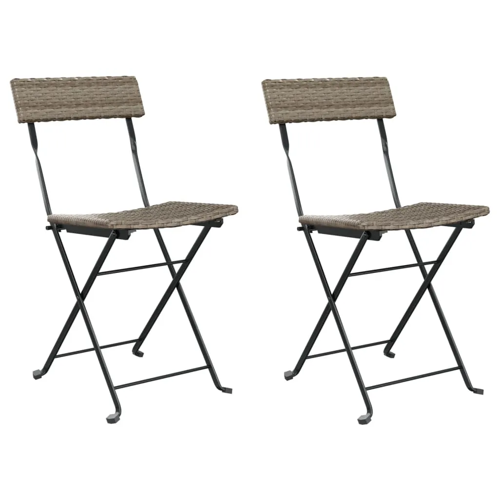 Chair Outdoor Bistro Accent Folding Side Chair Poly Rattan and Steel