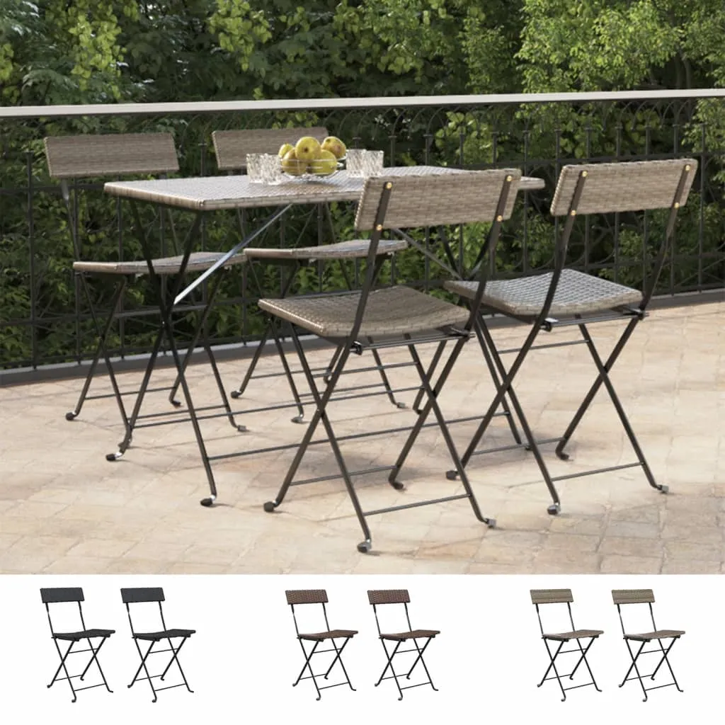 Chair Outdoor Bistro Accent Folding Side Chair Poly Rattan and Steel