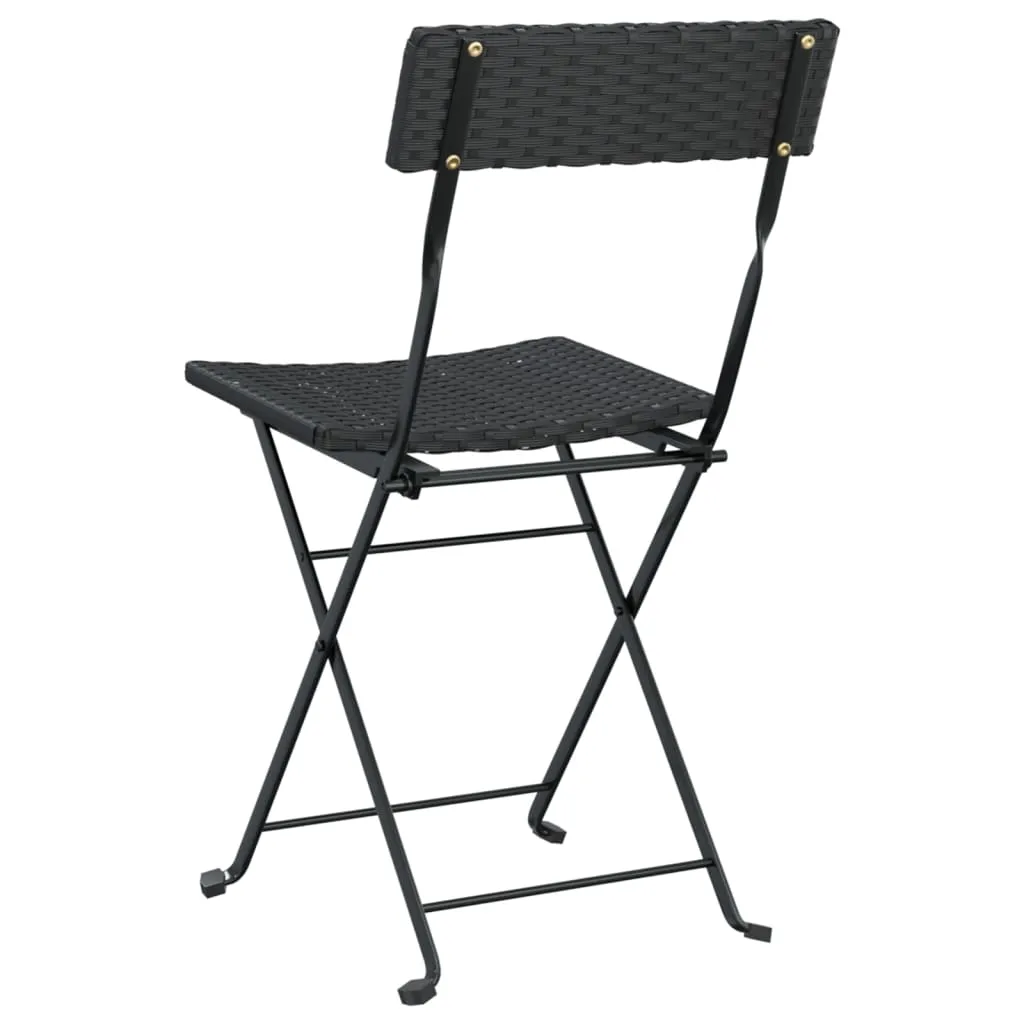 Chair Outdoor Bistro Accent Folding Side Chair Poly Rattan and Steel