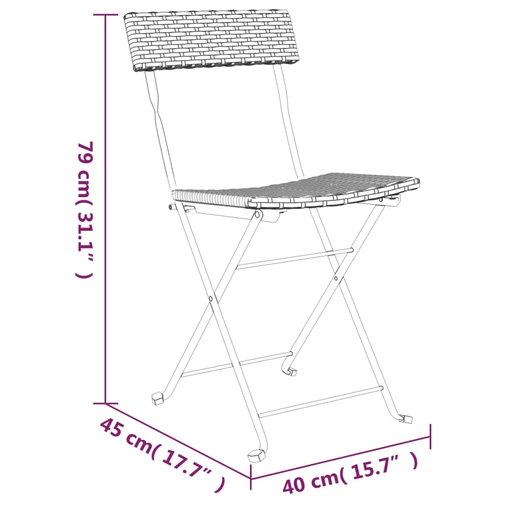 Chair Outdoor Bistro Accent Folding Side Chair Poly Rattan and Steel