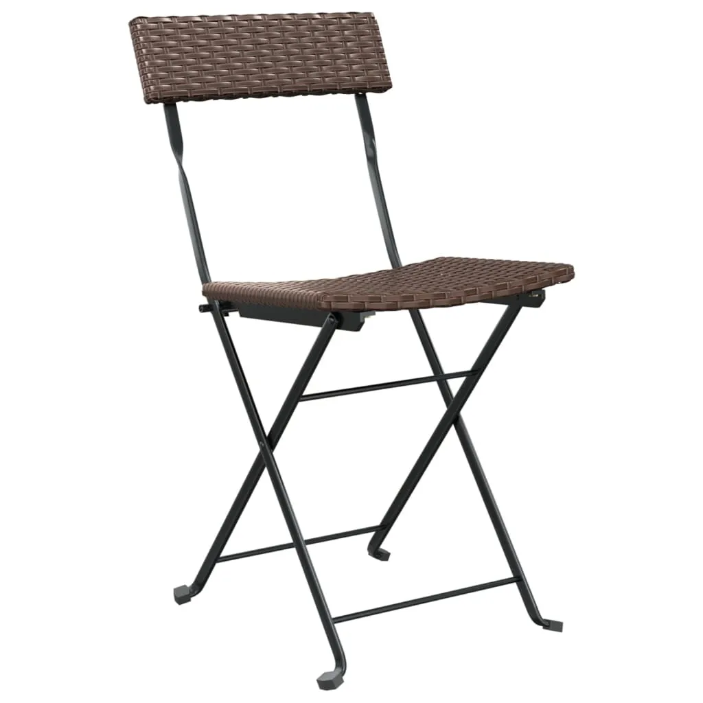 Chair Outdoor Bistro Accent Folding Side Chair Poly Rattan and Steel