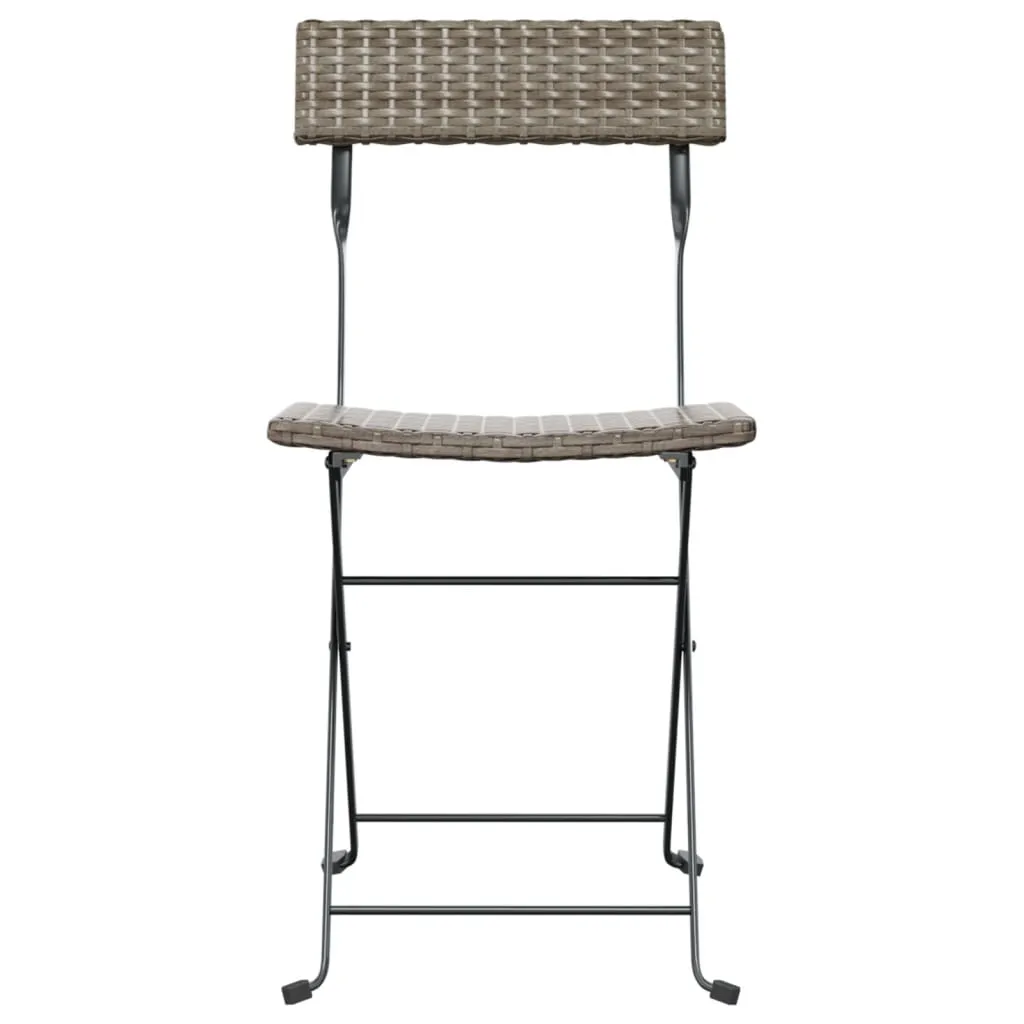Chair Outdoor Bistro Accent Folding Side Chair Poly Rattan and Steel