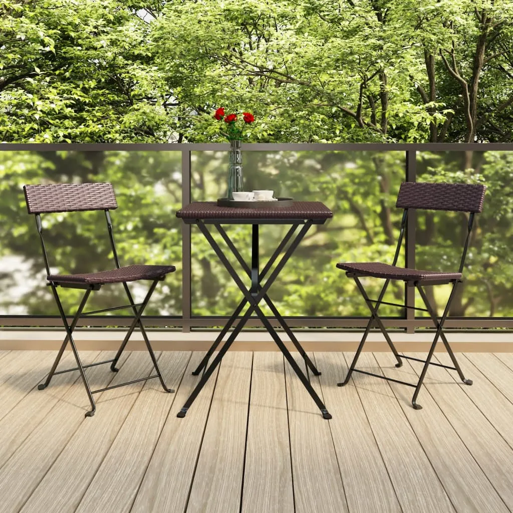 Chair Outdoor Bistro Accent Folding Side Chair Poly Rattan and Steel