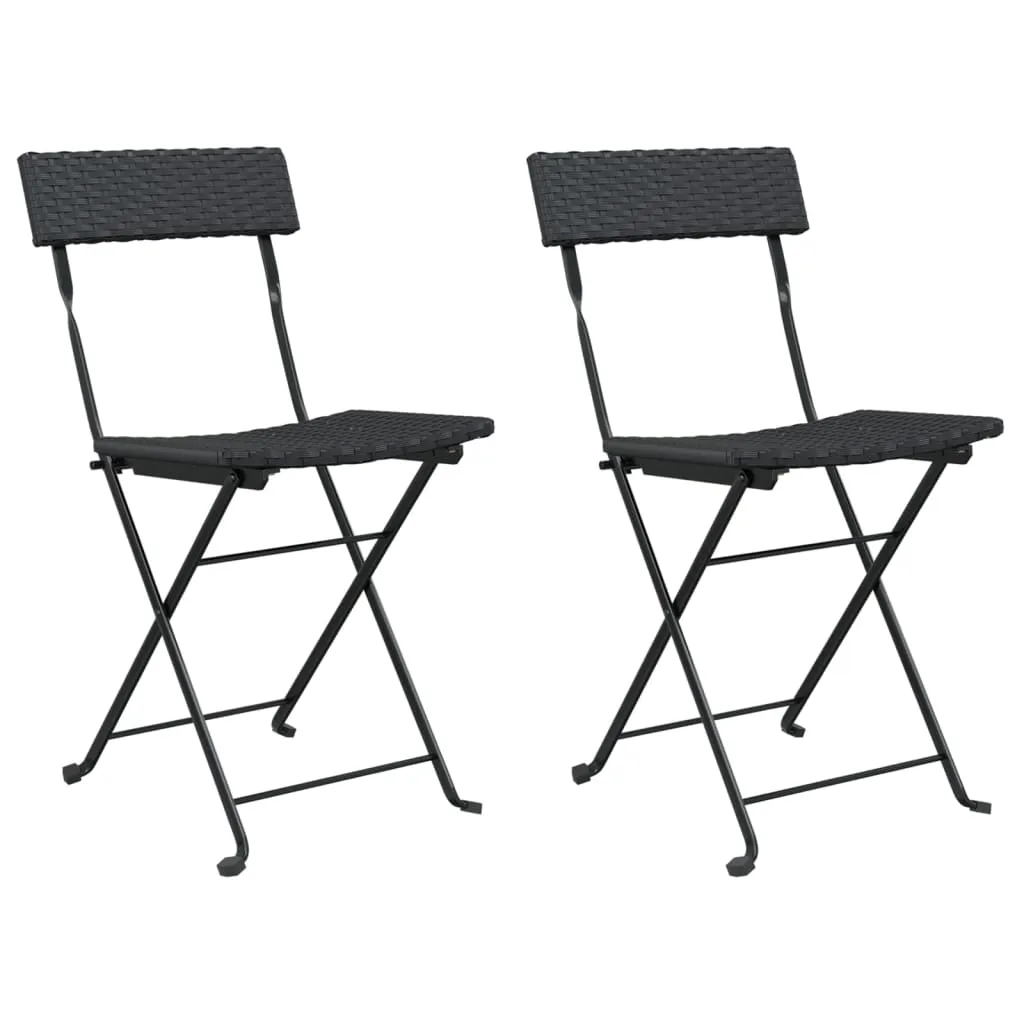 Chair Outdoor Bistro Accent Folding Side Chair Poly Rattan and Steel