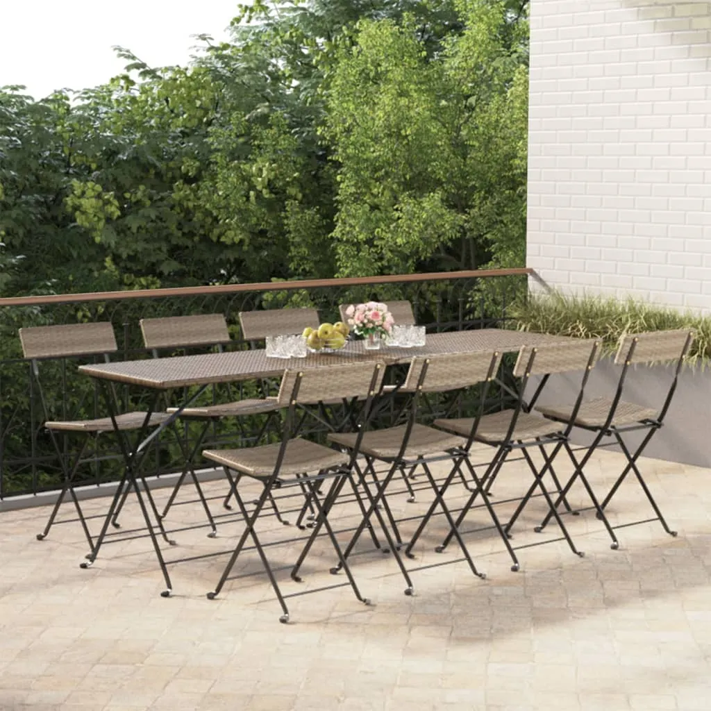 Chair Outdoor Bistro Accent Folding Side Chair Poly Rattan and Steel