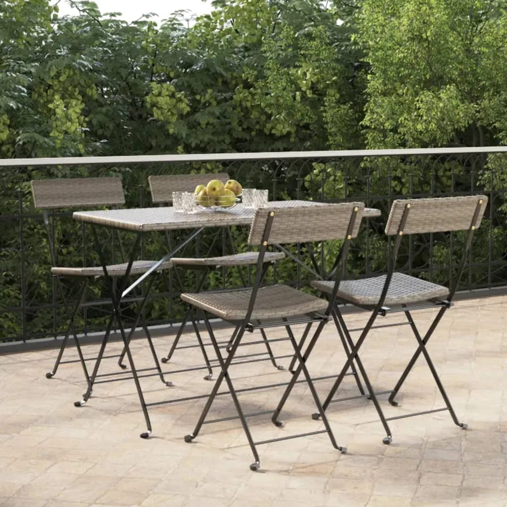 Chair Outdoor Bistro Accent Folding Side Chair Poly Rattan and Steel