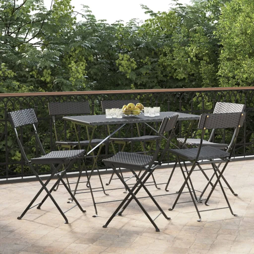 Chair Outdoor Bistro Accent Folding Side Chair Poly Rattan and Steel