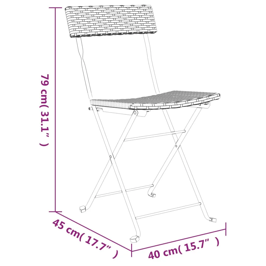 Chair Outdoor Bistro Accent Folding Side Chair Poly Rattan and Steel
