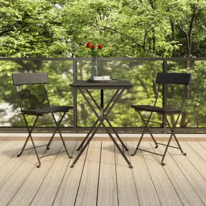 Chair Outdoor Bistro Accent Folding Side Chair Poly Rattan and Steel