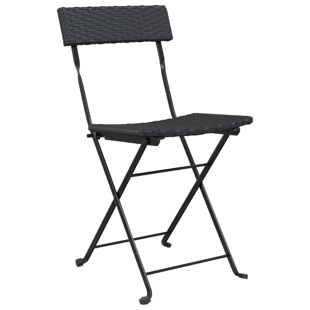 Chair Outdoor Bistro Accent Folding Side Chair Poly Rattan and Steel