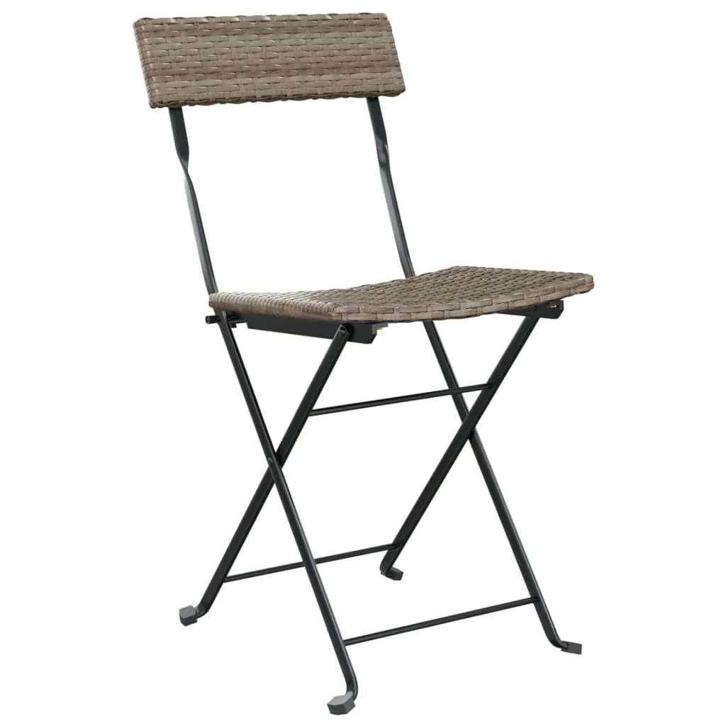 Chair Outdoor Bistro Accent Folding Side Chair Poly Rattan and Steel