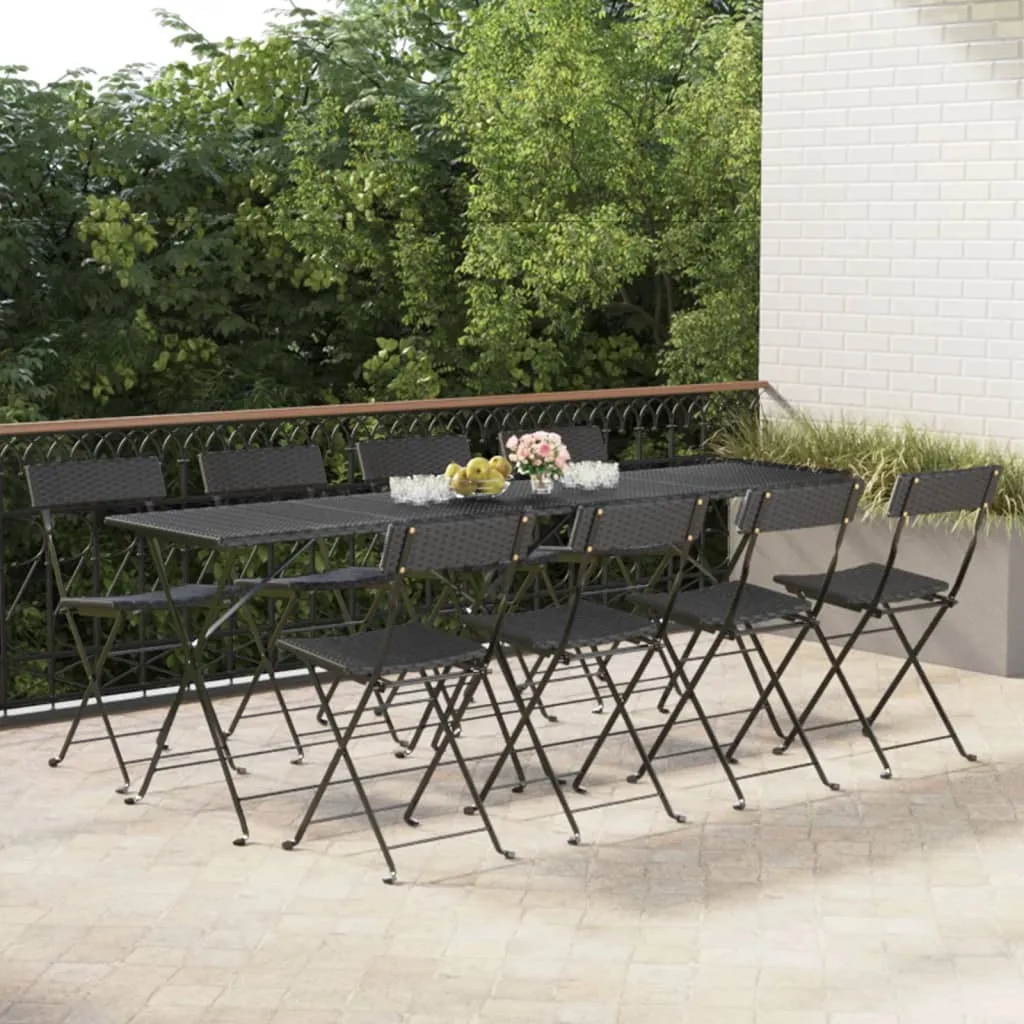 Chair Outdoor Bistro Accent Folding Side Chair Poly Rattan and Steel