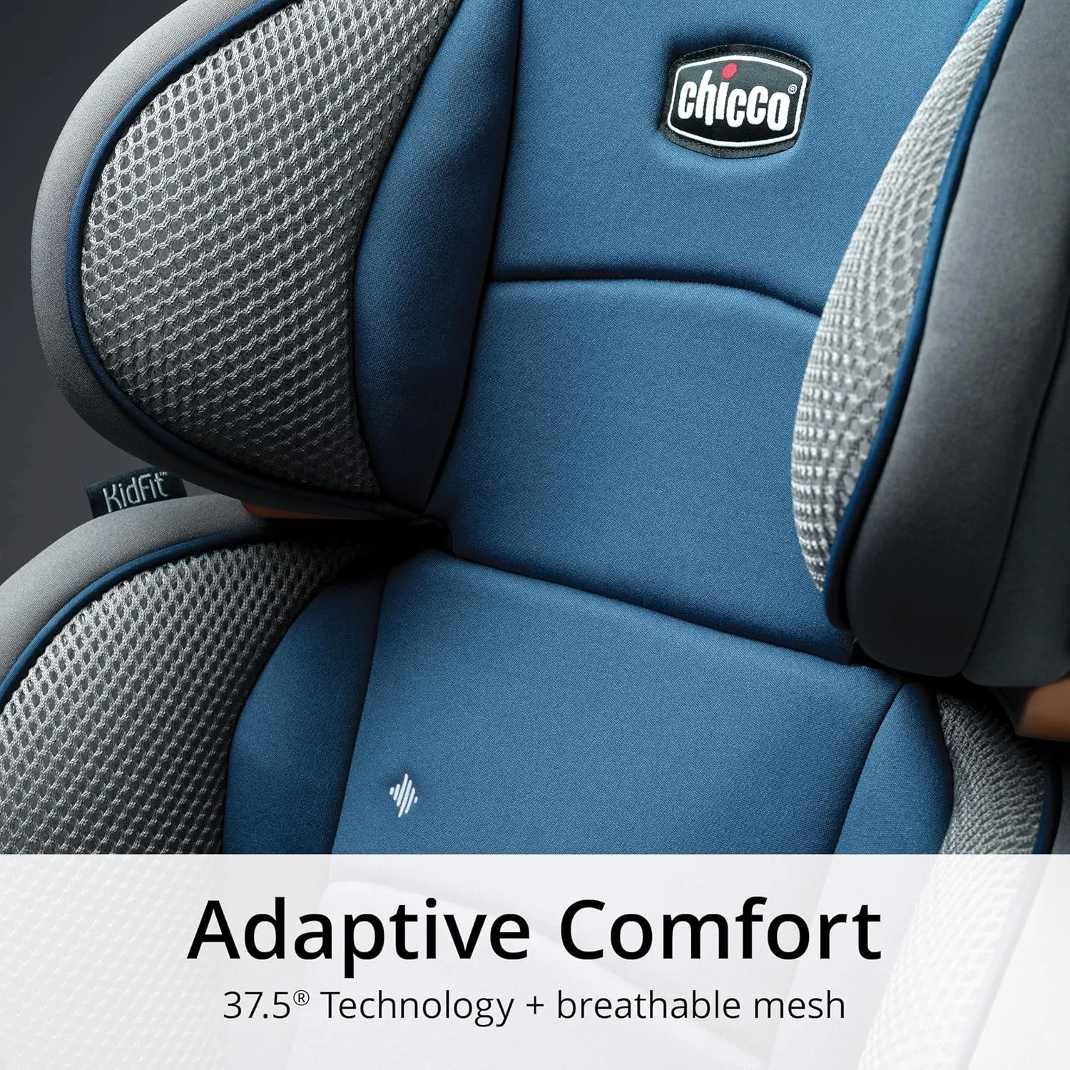Chicco KidFit Adapt Plus 2-in-1 Belt-Positioning Booster Car Seat, Backless and High Back Booster Seat, for Children Aged 4 Years and up and 40-100 lbs. | Vapor/Grey