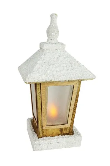Christmas B/O LED Rustic Wood Lantern