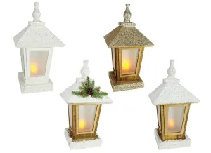 Christmas B/O LED Rustic Wood Lantern
