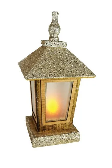 Christmas B/O LED Rustic Wood Lantern