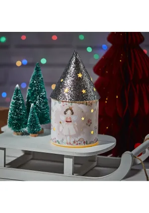Christmas Fairy Led Paper Lantern  With Silver Glitter Roof