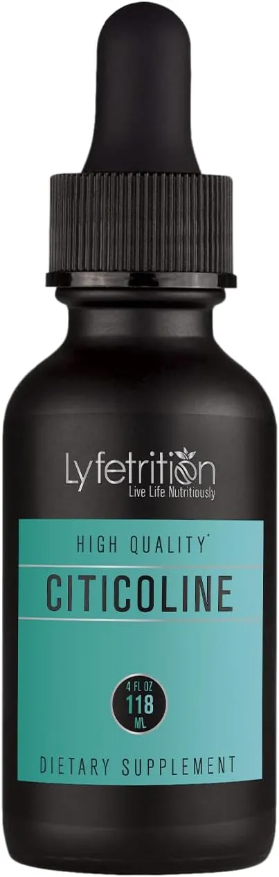 Citicoline Liquid Drops 536 mg, 4 Oz Liquid, 220 Servings, Made in USA, Quick Absorption, Quality Potent Ingredients, Non-GMO, GMP Certified, Cruelty-Free Products