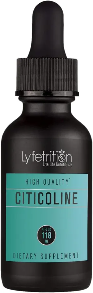 Citicoline Liquid Drops 536 mg, 4 Oz Liquid, 220 Servings, Made in USA, Quick Absorption, Quality Potent Ingredients, Non-GMO, GMP Certified, Cruelty-Free Products