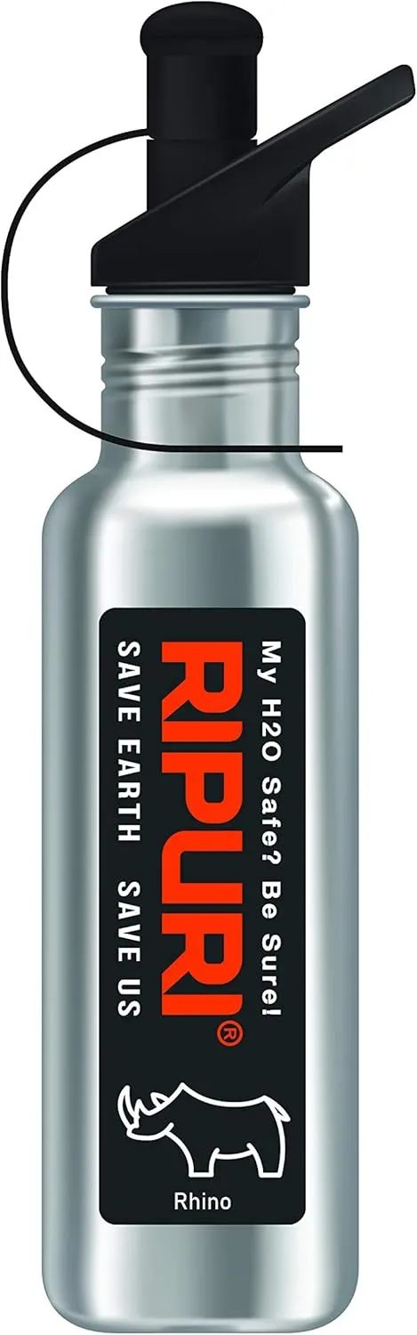 Classic 27oz Metal (stainless steel) water bottle with filter for Fitness & Gym, Home & Office, Camping Hiking Backpacking Outdoor Emergency Rhino