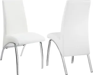 Coaster Home Furnishings - Bishop - Faux Leather Upholstered Dining Chairs - Contemporary Style, Padded Cushion Seat and Curved Metal Legs - Dining Room & Kitchen - Set of 2 - White - 121572