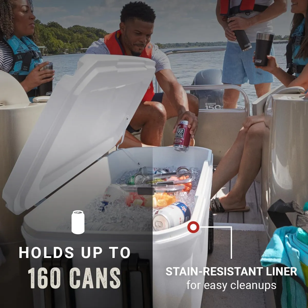 Coleman Marine Cooler with Fully Insulated UV Guard Lid & Body, Keeps Ice for 3  Days, Great for Boating & Fishing, 52qt/100qt Wheeled/120qt Options