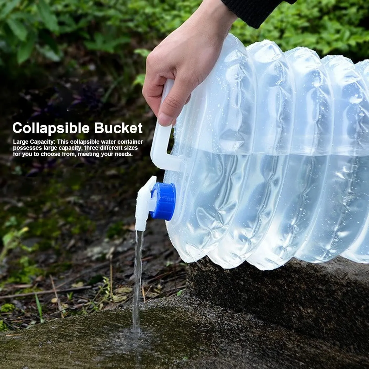Collapsible Container with Spigot, Foldable Camping Water Container Large Capacity Safe Poisonless Portable Lightweight Widely Used Collapsible Bucket
