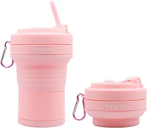 Collapsible Cup with Reusable Straw – 18 Oz (550 Ml), Portable Travel Mug, BPA-Free, Leak-Proof, Microwave & Dishwasher Safe, Multi-Purpose for Hot & Cold Drinks – Pink