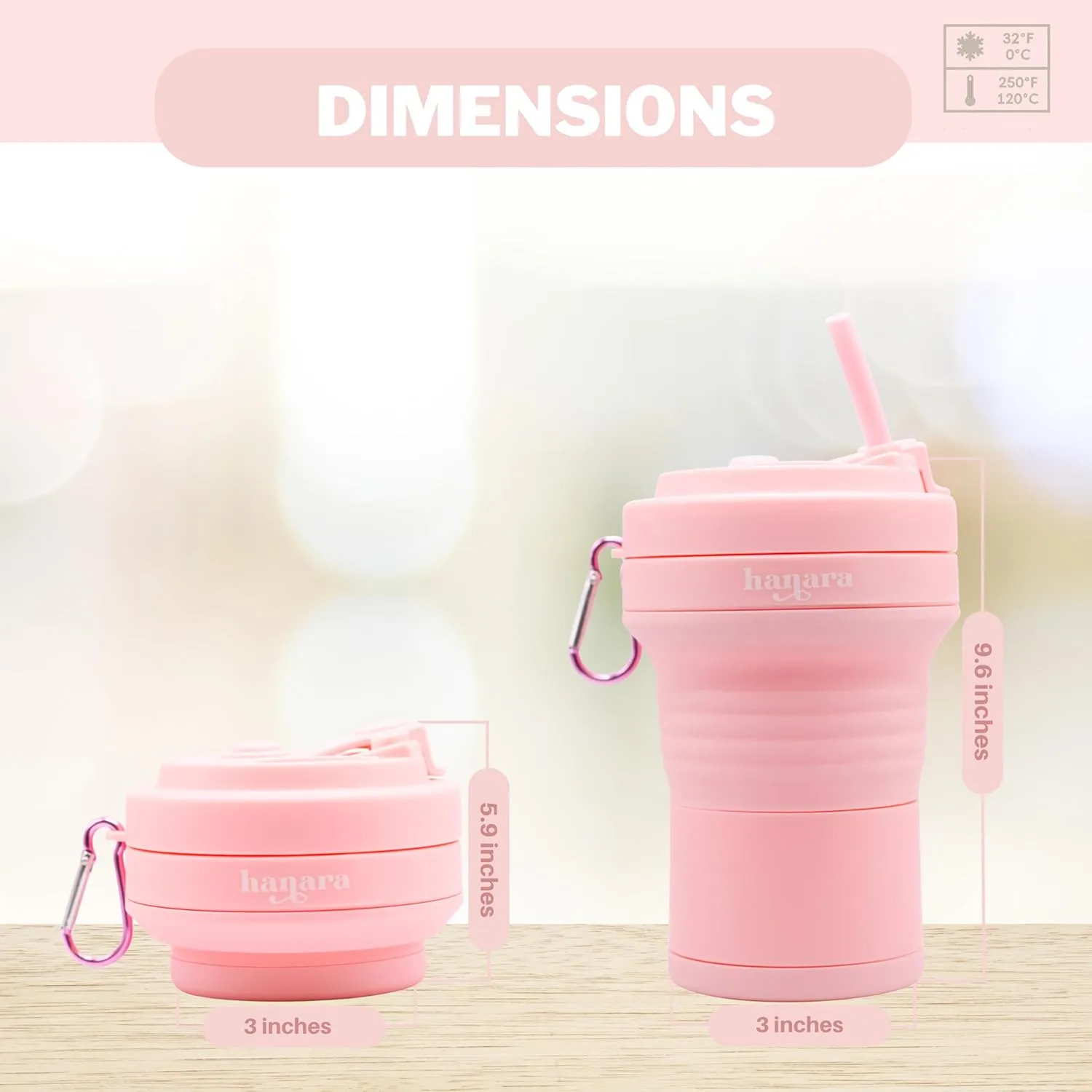 Collapsible Cup with Reusable Straw – 18 Oz (550 Ml), Portable Travel Mug, BPA-Free, Leak-Proof, Microwave & Dishwasher Safe, Multi-Purpose for Hot & Cold Drinks – Pink