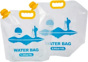 Collapsible Emergency Water Container Bag,WaterStorageCube,Flat Folding,BPA Free Food Grade,Clear Plastic Storage Jug for Camping Hiking Backpack,No-Leak Freezable,Water Bottle 2.6 Gallon/8pcs
