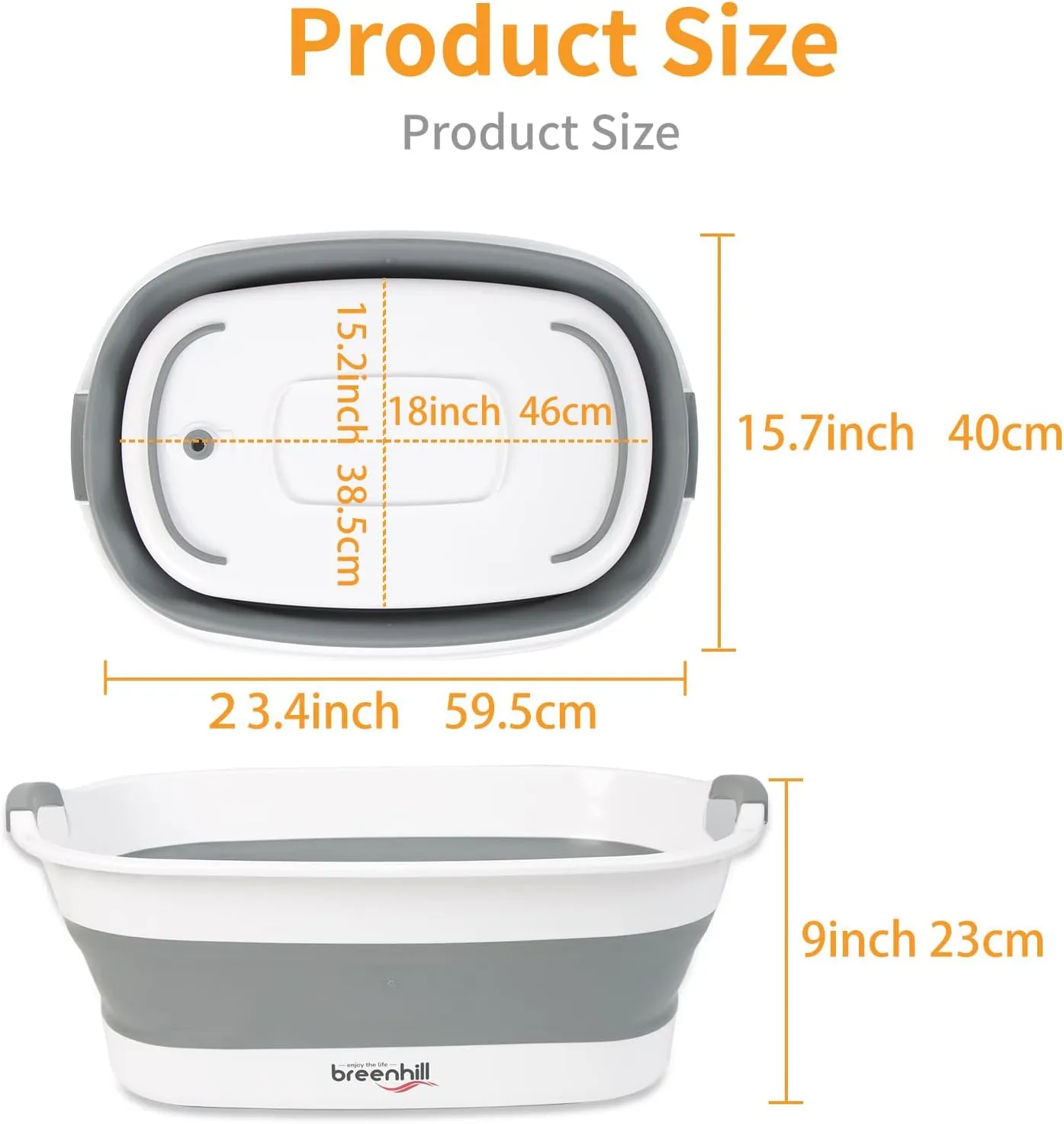 Collapsible Pet Bathtub with Water Drain Plug, Small Pets Portable Bath Tub for Puppy Small Dogs Cats, Portable & Space Saving Design, Grey