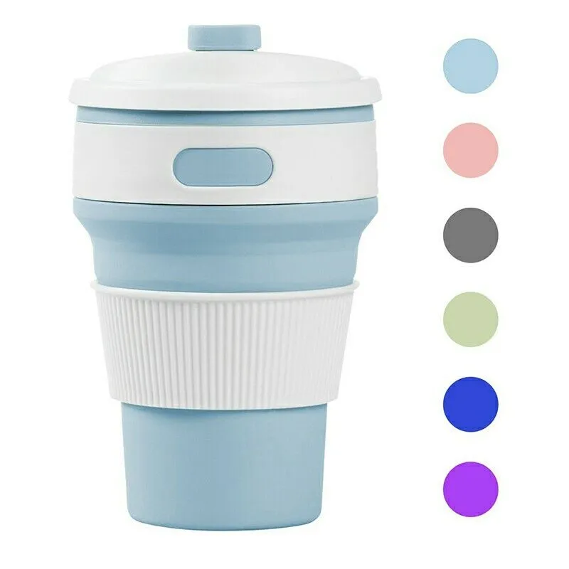 Collapsible Silicone Telescopic Water Bottle Foldable Portable Leakproof Cup -UK