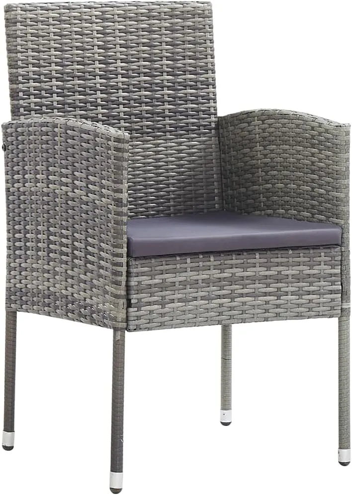 Comfortable Chair Camping Chair Patio Chairs Outdoor Patio Chairs - Patio Chairs with Dark Gray Cushions 2 pcs Gray Poly Rattan for Garden Outside Beaches Terrace