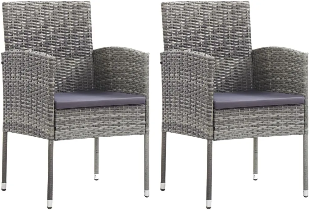 Comfortable Chair Camping Chair Patio Chairs Outdoor Patio Chairs - Patio Chairs with Dark Gray Cushions 2 pcs Gray Poly Rattan for Garden Outside Beaches Terrace