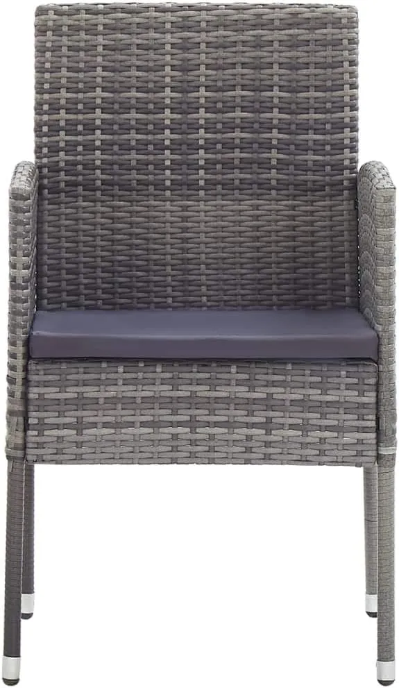 Comfortable Chair Camping Chair Patio Chairs Outdoor Patio Chairs - Patio Chairs with Dark Gray Cushions 2 pcs Gray Poly Rattan for Garden Outside Beaches Terrace