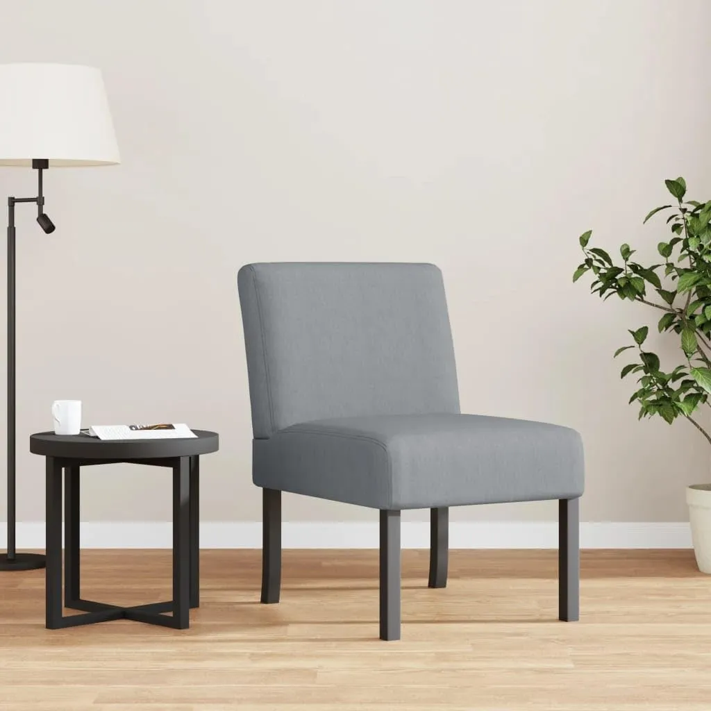 Comfortable Upholstered Slipper Chair for Lounging, Supportive Backrest and Thick Padding, Light Gray Fabric