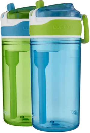 Contigo Kids 2 - in - 1 Snacker Spill Proof Cups 2 Pack Blue and Green