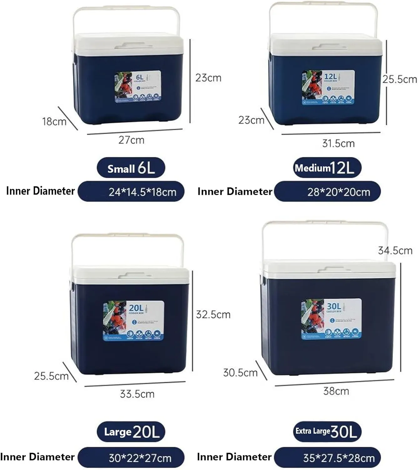 Cooler for MG 3/3 (AU)/ (ME)/4/4 (CN)/5 (CN)/5 (ME)/5 EV/HS/Midget Insulated Hard Ice Box Large High-Performance Storage Box Portable Cool Picnic Box Festival Camping,A-38 * 30.5 * 34.5cm