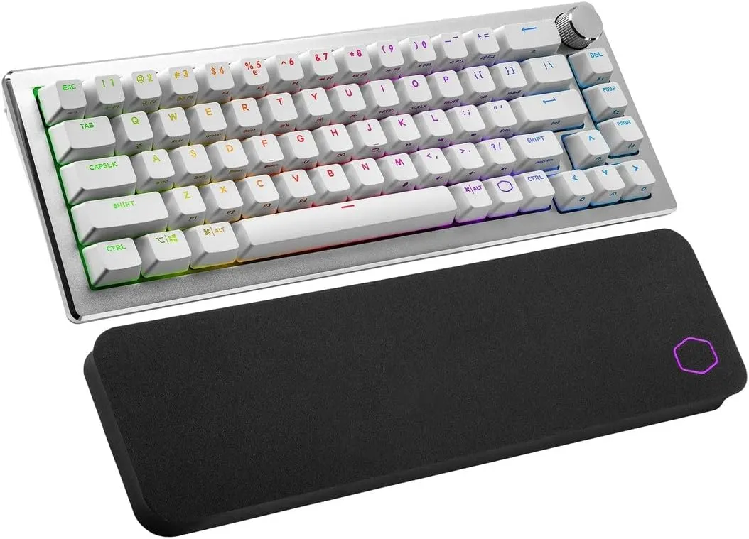 Cooler Master CK721 65% Hybrid Wireless 2.4GHz/Bluetooth Silver/White Mechanical Gaming Keyboard, Tactile Brown Switches, Customizable RGB, Ergonomic Design, 3-Way Dial, QWERTY (CK-721-SKTM1-US)