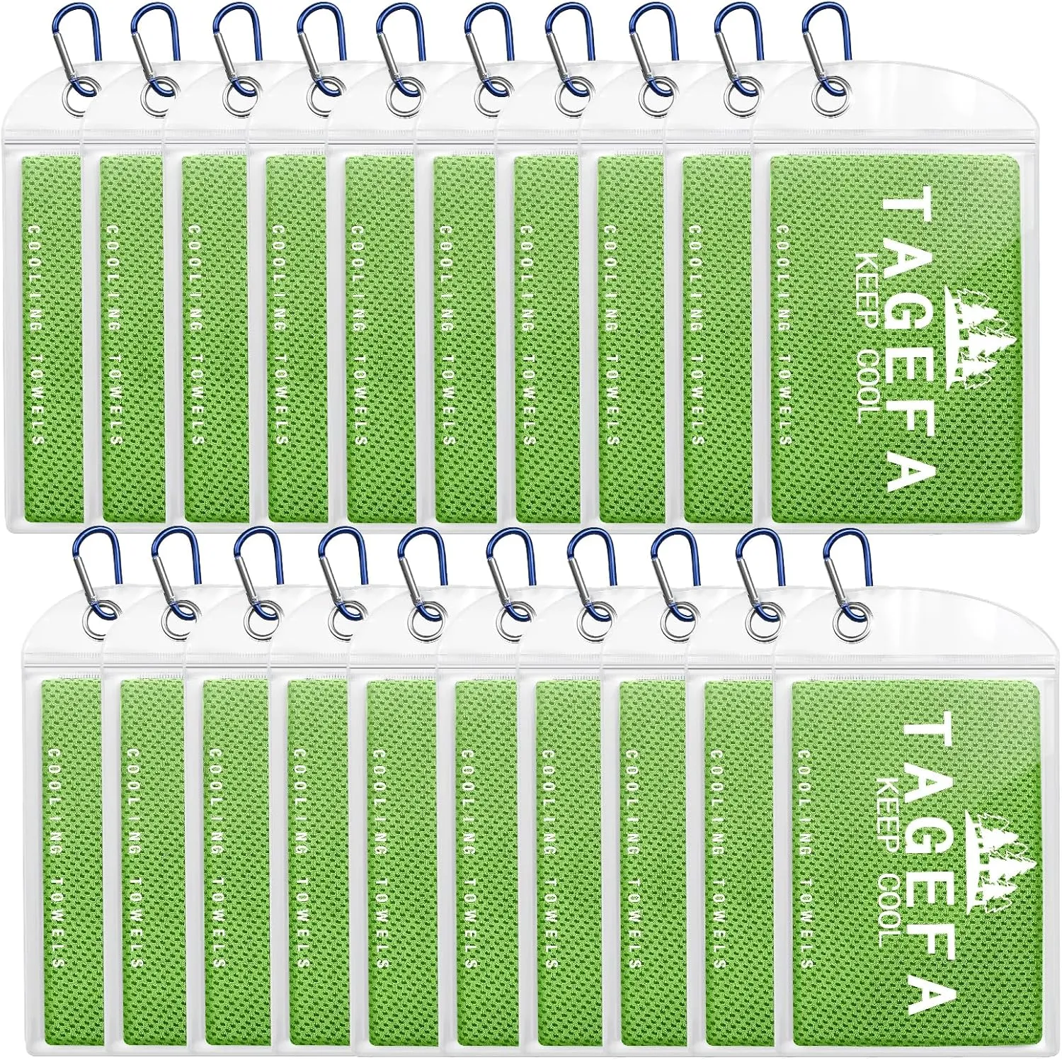 Cooling Towels 20 Pack, 40"x 12" Cooling Rags Neck Wraps for Sports with Carrying Pouch, Gym Cooling Neck Towels for Hor Weather, Sweat, Fitness, Travel