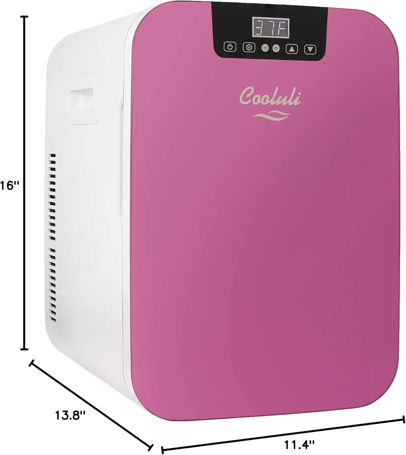 Cooluli 20L Mini Fridge For Bedroom - Car, Office Desk & College Dorm Room - Glass Front & Digital Temperature Control - Small 12v Refrigerator for Food, Drinks, Skincare, Beauty & Breast Milk (Pink)