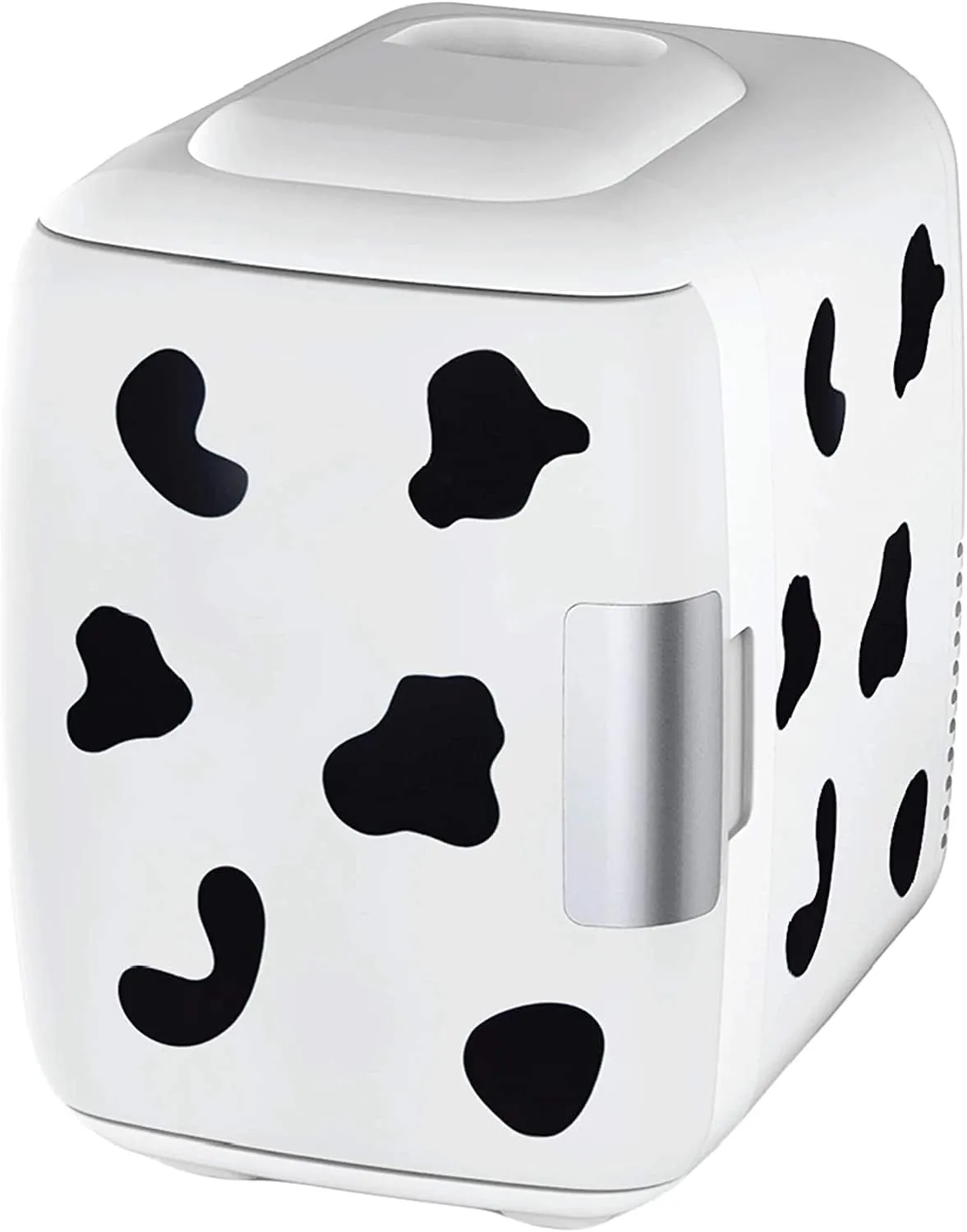 Cooluli Skincare Mini Fridge for Bedroom - Car, Office Desk & Dorm Room - Portable 4L/6 Can Electric Plug In Cooler & Warmer for Food, Drinks, Beauty & Makeup, 12v AC/DC & Exclusive USB, Cow Print