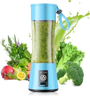 Cordless Personal Size Portable Blender - 14 Oz Blender for Smoothies and Shakes with BPA Free Traveling Juice Cup, 6 Blades for Powerful Blending, Suit for Sports/Travel/Home