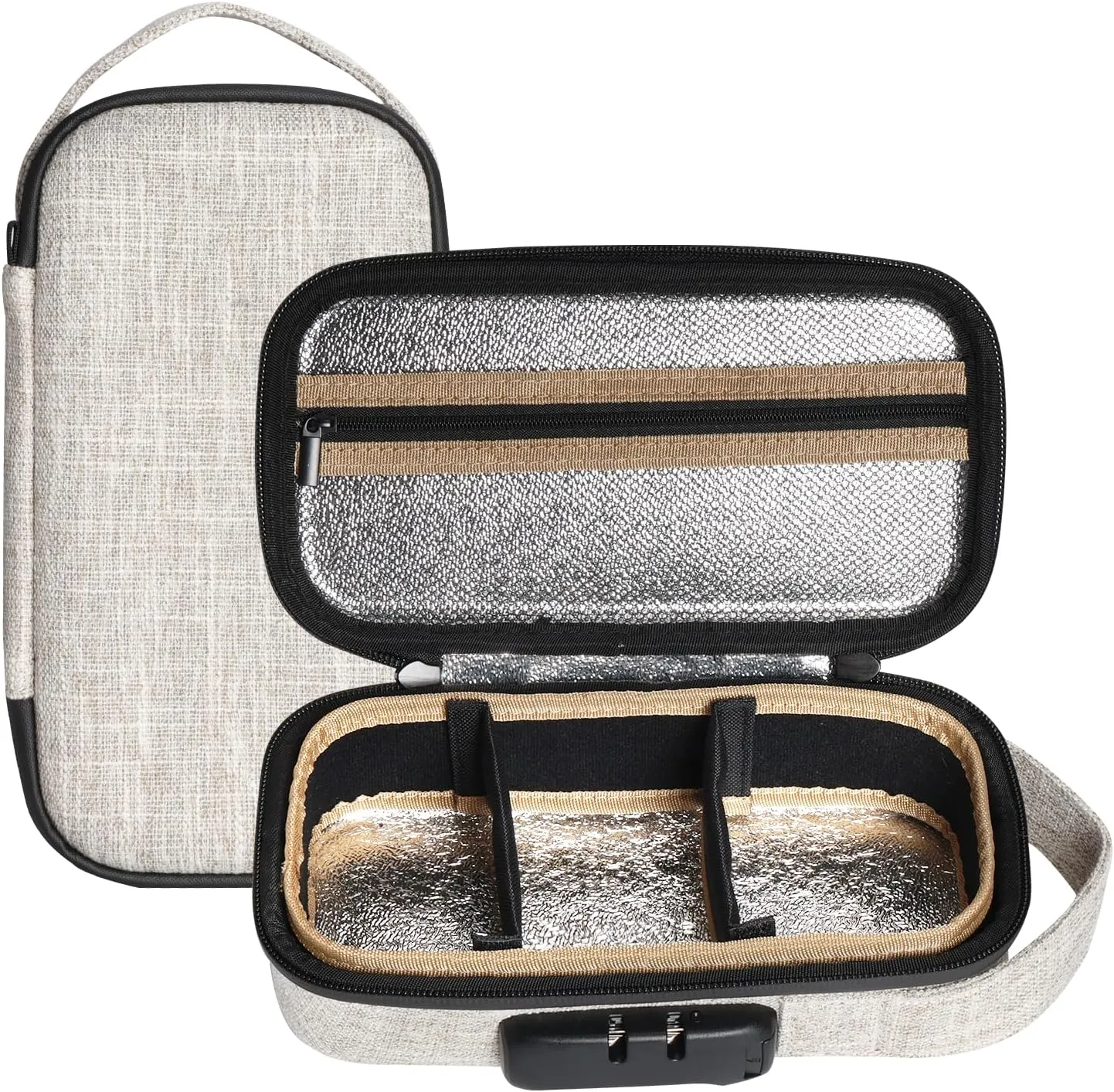 Creamy White Insulin Cooler Travel Case with Combination Lock, Portable Medication Cooler Bag, Diabetes Supplies Organizer