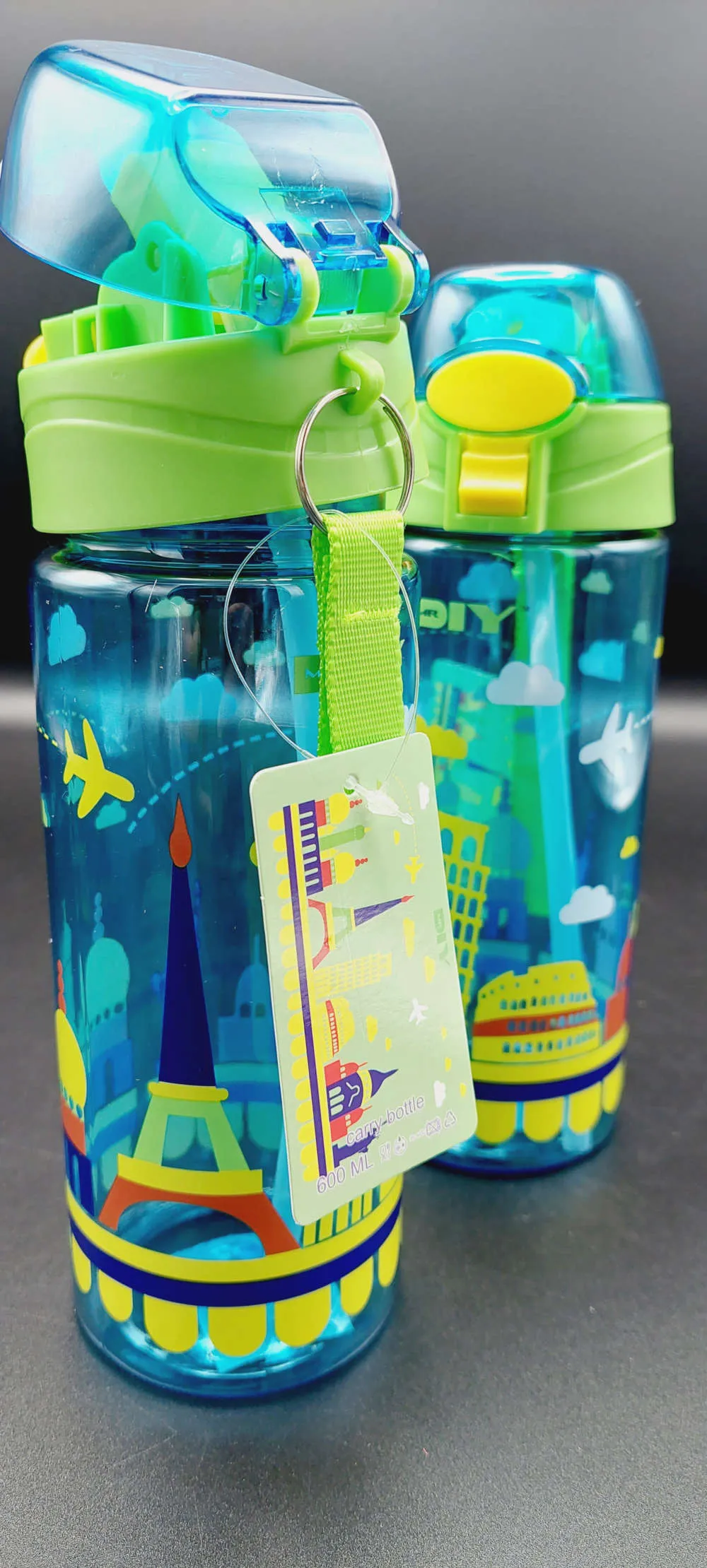 Cute Travel Water Bottle BPA Free Plastic Sipper For Pre School Boys and Girls
