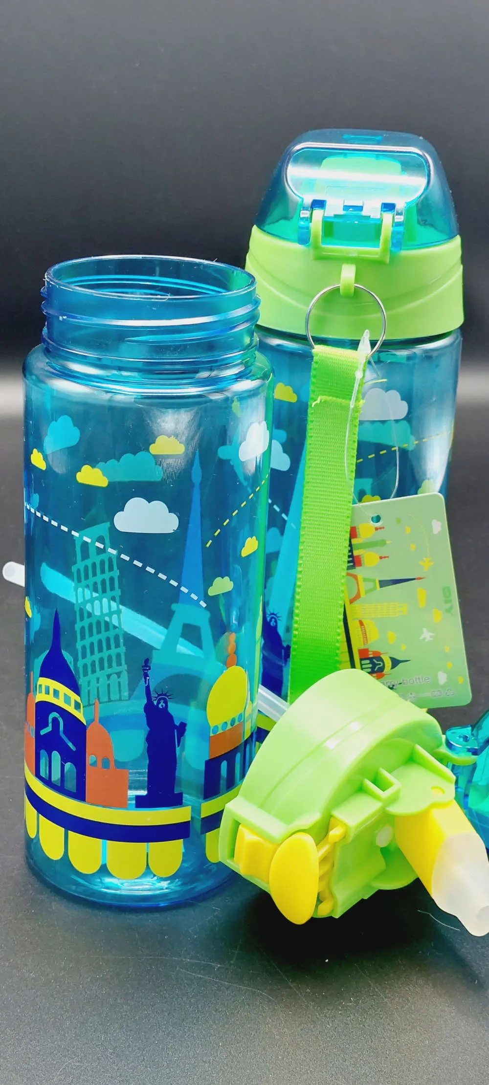 Cute Travel Water Bottle BPA Free Plastic Sipper For Pre School Boys and Girls