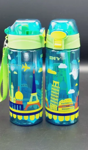 Cute Travel Water Bottle BPA Free Plastic Sipper For Pre School Boys and Girls